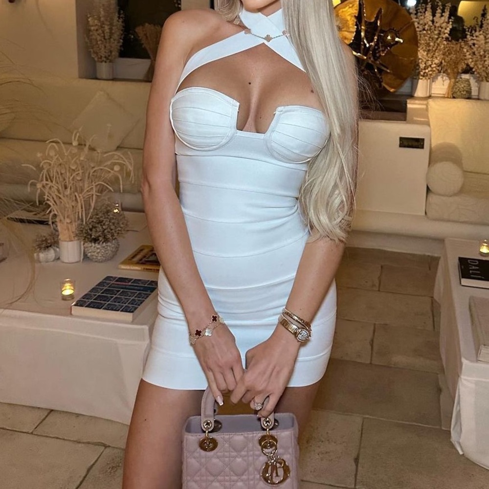 Sexy mini white bodycon dress